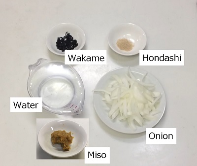 Miso soup with onion and wakame