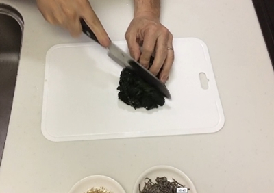 Sweet potato leaves with konbu