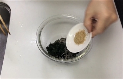 Sweet potato leaves with konbu